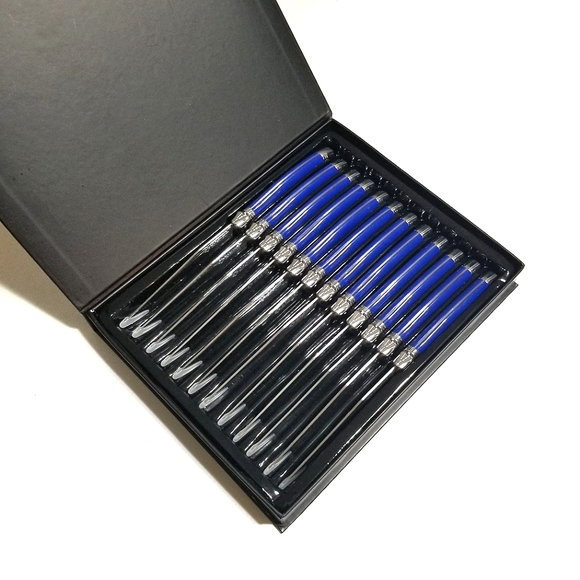 Cook's Companion Steak Knife Stainless Steel 12 piece Blue Handle Gift Set - Picture 2 of 7